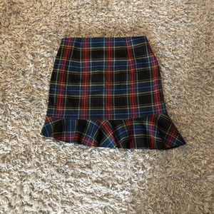 Zara Asymmetrical Ruffle Plaid Mini Skirt